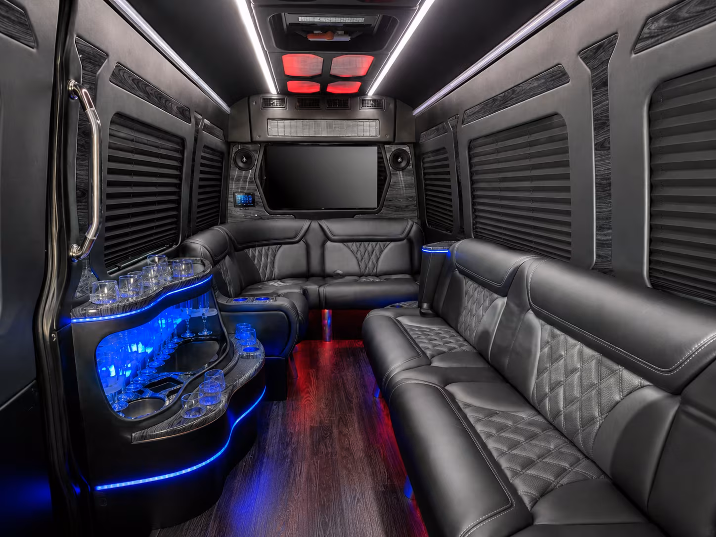 columbia 30 passenger party bus interior