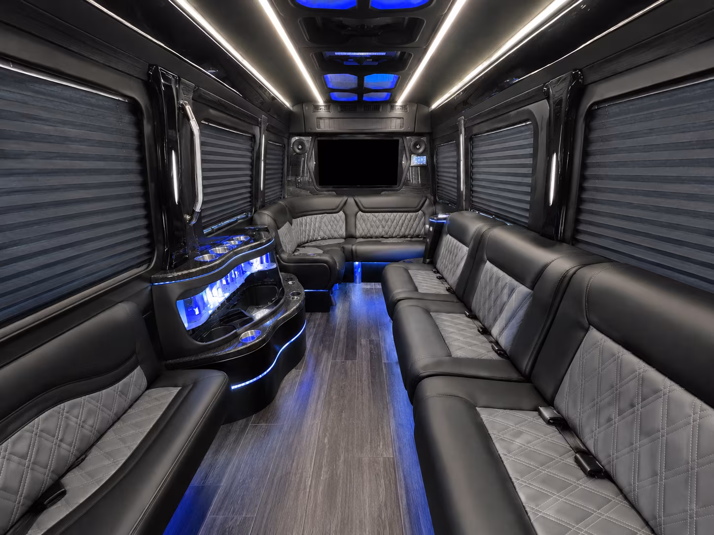 columbia 50 passenger party bus interior